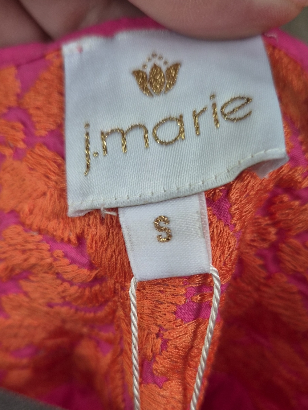 NWT J Marie Embroidered Top Size Small Retail $102 Pink Orange - Picture 2 of 5